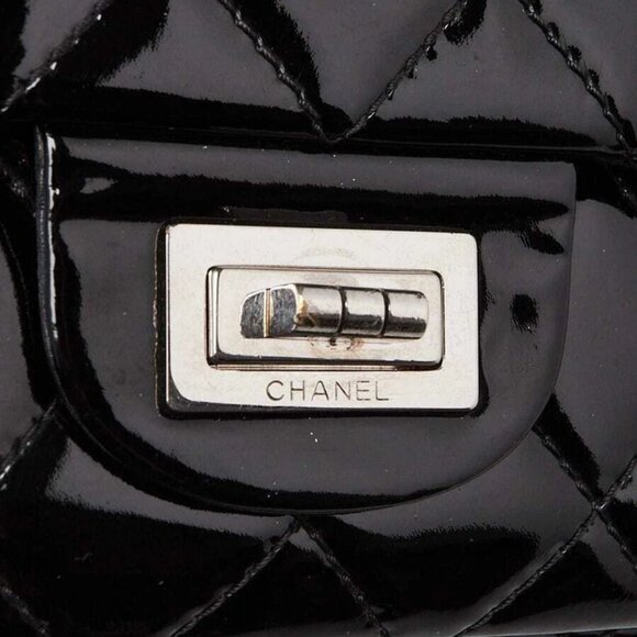 Chanel Black 2.55 Reissue Quilted Classic Patent Leather 227 Jumbo Flap Bag - Picture 6 of 11
